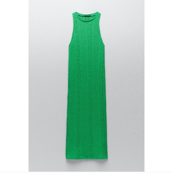NWT ZARA Knit Dress Green L Blogger’s Fav - Picture 7 of 9